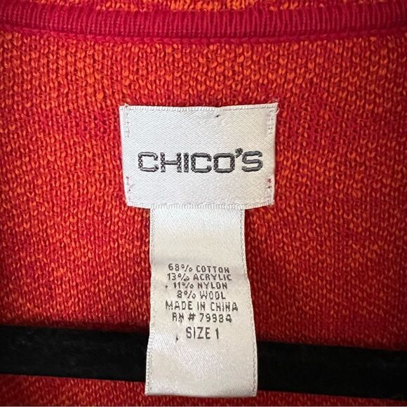 Chico's Wool Blend Knit Blazer Printed Cardigan Size 1 - Picture 3 of 5